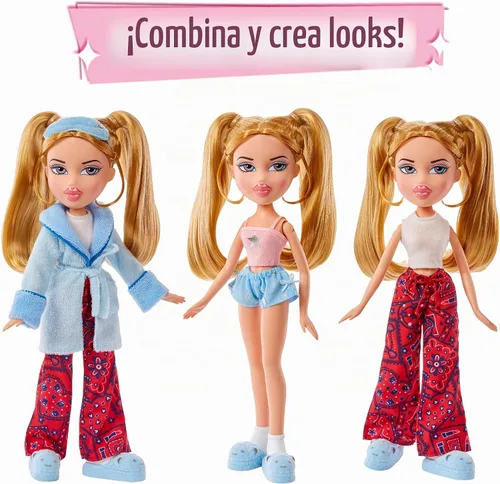 Vista 3 de Bratz Slumber Party Cloe - Muñeca de moda con 2 juegos de pijamas, felpa y accesorios