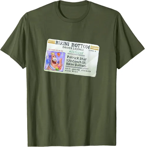 Vista 48 de SpongeBob SquarePants Camiseta con logotipo de Patrick Star Driver License King, Negro