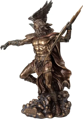 Vista 7 de 19 3/4 pulgadas Zeus griego dios del trueno águila empuñando rayo de resina fundida en frío Estatua de acabado de bronce