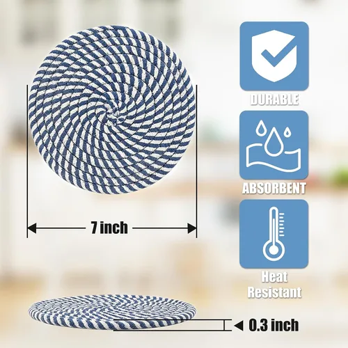 Vista 5 de Salvamanteles para platos calientes, almohadillas calientes para cocina, salvamanteles de 7 pulgadas para ollas y sartenes calientes, soportes