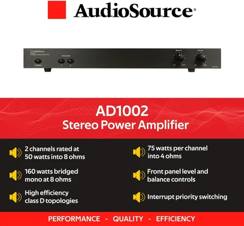 Vista 2 de Amplificador Digital AudioSource, Amplificador de Potencia de 2 Canales Estéreo D AD1002 para Sistemas de Sonido Doméstico