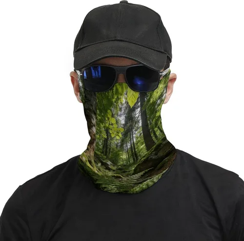 Vista 3 de Forest Face Scarf Cover Ear Loop Hole,Outdoors Face Mask for Women Men Sports Yoga Running Hiking Ski Snowboard,Cooling Neck Shield Scarf Cycling