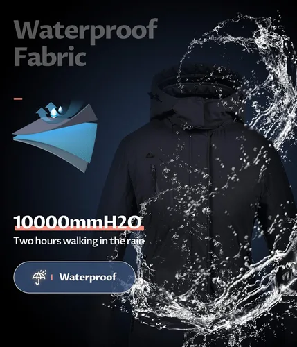 Vista 4 de CREATMO US Chaqueta de Esquí Impermeable de Montaña para Mujeres Resistente al Viento Chaqueta de Snowboard Abrigo Cálido de Invierno Impermeable