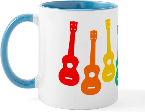 Vista 41 de CafePress Peace Love - Taza de café de cerámica para ukelele (11 oz (11.0 fl oz)