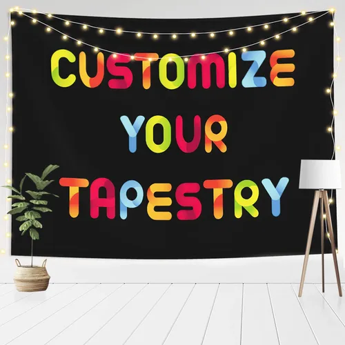 Vista 9 de Tapiz personalizado para cargar imágenes, diseño personalizado con foto/logotipo/texto, para colgar en la pared para bodas, festivales, cumpleaños