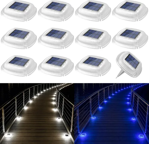 Vista 12 de Lacasa Solar Deck Lights, 4 Pack Dock Step Driveway Pathway Garden Lights Cool White & Warm White