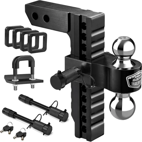 Vista 12 de Kohree Enganche de remolque ajustable de 6 pulgadas compatible con receptor de 2 pulgadas, bola doble sólida de 2" y 2-5/16" (12,500 LBS GTW)