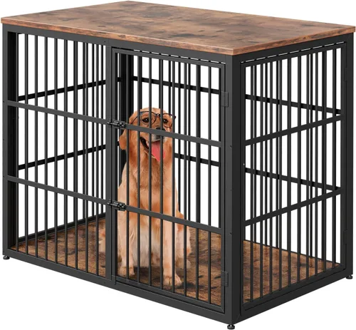 Vista 12 de Jaula para Perros XL de 43'' con Mueble y 3 Puertas, Jaula de Madera Combinada para Mascotas, Perrera de Interior Resistente para Perros Medianos a