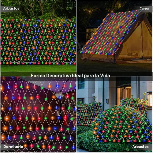 Vista 9 de Luces de Navidad para exteriores, 360 luces LED resistentes de red de Navidad, 12 x 5 pies, 8 modos de luz, luces de decoración de Navidad