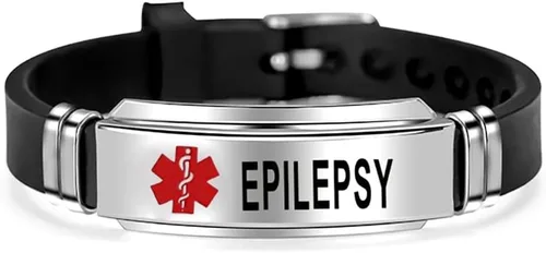 Vista 4 de NanMuc Pulsera de identificación de alerta médica roja de primeros auxilios de emergencia grabada con láser Alerta de salud ajustable pulsera