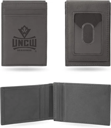 Vista 36 de Rico Industries NCAA - Cartera de bolsillo frontal grabada con láser gris, compacta, cómoda, delgada