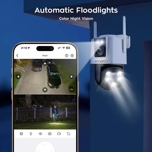 Vista 8 de xmartO [Dual-CAM 180+° FOV] Cámara de seguridad para el hogar WiFi 6 6MP 2 en 1 con seguimiento de IA, zoom de inclinación panorámica, banda dual