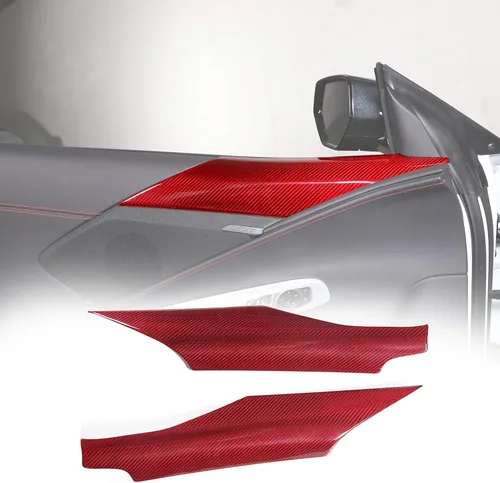 Vista 9 de Cubierta de panel para reposabrazos de puerta lateral de automóvil compatible con Chevrolet Corvette C8 Stingray 2020-2023 de fibra de carbono real