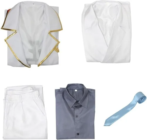 Vista 3 de Disfraz de cosplay para hombre, uniforme de anime, traje de capa de héroe azul marino, trajes