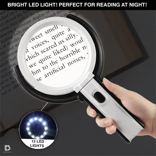 Vista 2 de Deluxe Products Lupa plegable con luz y soporte, 2 en 1, luz de lupa ligera de mano o manos libres. Lente bifocal 2X 5X para manualidades, lectura