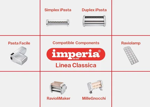 Vista 6 de Máquina para hacer pasta Imperia - 100% fabricada en Italia, construcción de acero resistente, dial de bloqueo fácil, mango de agarre de madera