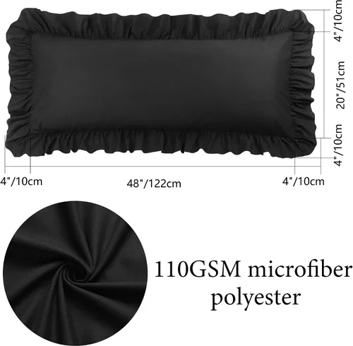 Vista 7 de PiccoCasa Fundas de almohada con volantes cepillados, fundas de almohada suaves y transpirables con cierre de sobre, dobladillo de 4 pulgadas, funda