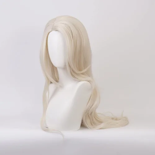 Vista 3 de iirukaa Peluca de cosplay Elsa larga rubia ondulada para disfraz de Halloween para niñas