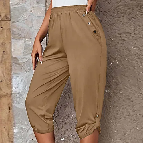 Vista 99 de Pantalones capri para mujer, estilo casual, de verano, elásticos, de cintura alta, pantalones de yoga, ajuste atlético, pantalones deportivos