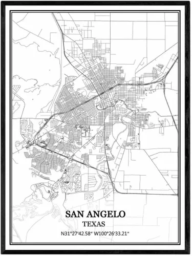 Vista 7 de Póster de pared de Port Arthur Texas, Estados Unidos América Mapa, impresión sobre lienzo, sin marco, moderno mapa blanco y negro BKWH-01864