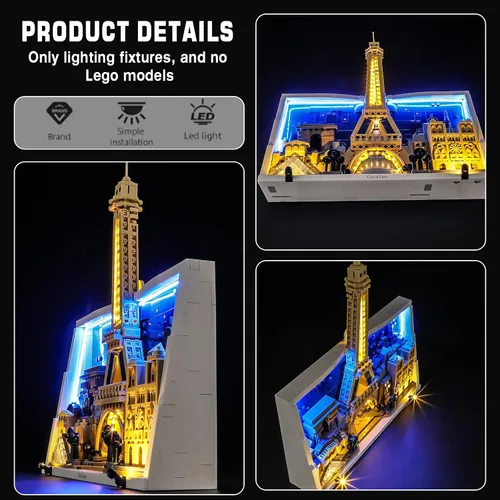 Vista 4 de Vaodest Juego de luz LED para Lego Paris City of Love 21064, diseño y configuración compatible con Lego 21064 Set