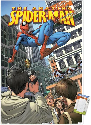 Vista 17 de Trends International Marvel Comics Spider-Man - Póster de pared definitivo, 14.725 x 22.375 pulgadas, versión enmarcada de madera de granero