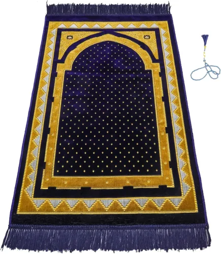 Vista 34 de Alfombra de oración – Alfombra turca Janamaz Sajada de felpa suave para hombres y mujeres, alfombrilla de oración lisa y sólida, regalo de Ramadán