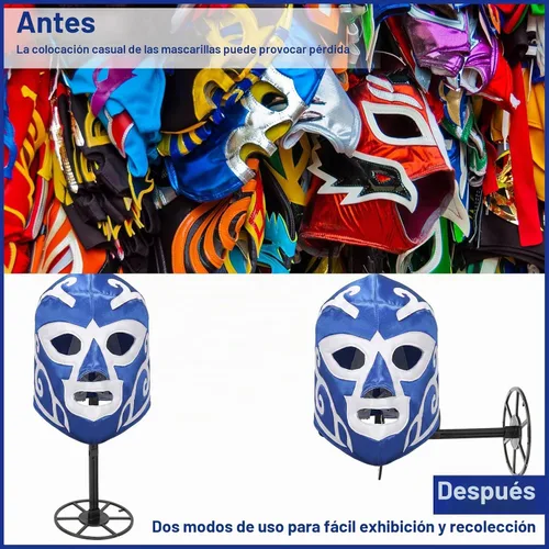 Vista 6 de RattanView Paquete de 6 soportes de exhibición de máscaras de lucha lucha