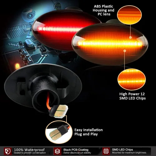 Vista 3 de D-Lumina Conjunto de Luces Marcadoras Laterales LED Ámbar y Rojo para Fo-rd F350 F450 F550 Super Duty 1999-2010 Guardabarros de Cama Dually, Lámpara
