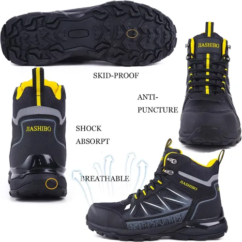 Vista 3 de Botas de trabajo con punta de acero para mujer, botas de trabajo aisladas, zapatos de punta de acero, botas de construcción cómodas, botas