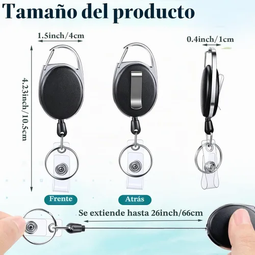 Vista 2 de Laumoi - 80 clips retráctiles para carretes de identificación Negro