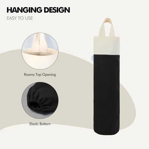 Vista 5 de Soporte para bolsas de plástico, soporte de pared para almacenamiento de bolsas de plástico, organizador de bolsas de basura de algodón, dispensador