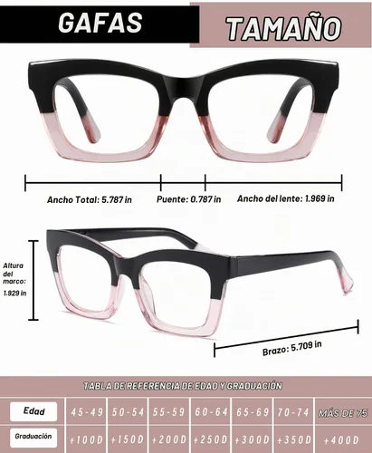 Vista 3 de Paquete de 3 anteojos de lectura con bloqueo de luz azul, marco grueso para Negro+negro rosa+rosa leopardo