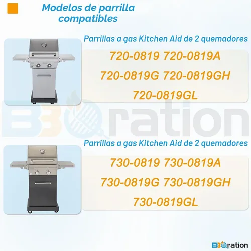 Vista 2 de Kit de repuesto para parrilla de gas de 2 quemadores Kitchen Aid 720-0819