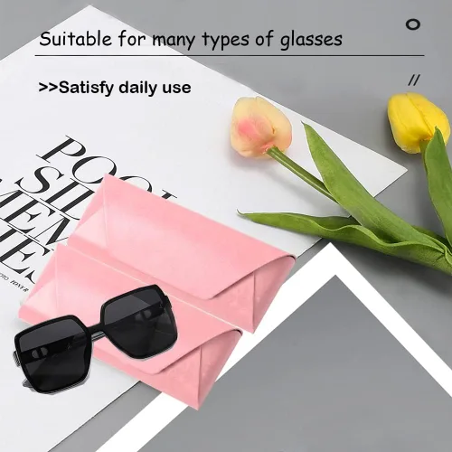 Vista 5 de 2PCS Leather Glasses Case, PU Portable Eyeglass Case, Sunglasses Case Protector