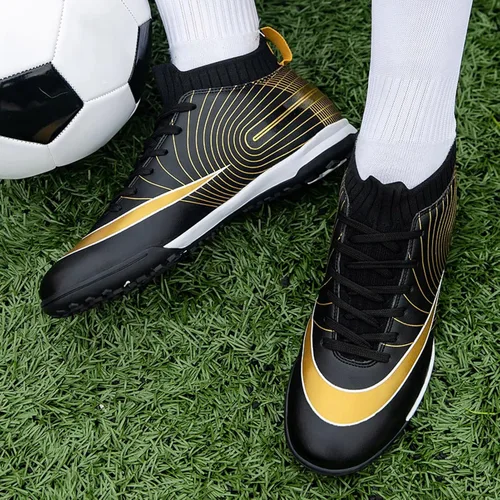 Vista 6 de WCXTY Tacos de fútbol para niños, zapatos de fútbol casuales de caña alta, cómodos y transpirables, zapatos de fútbol para niños, antideslizantes