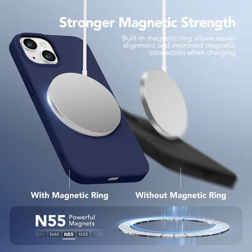 Vista 3 de GONEZ Funda magnética para iPhone 14, compatible con Magsafe, con protector de pantalla + protector de cámara, forro de microfibra antiarañazos