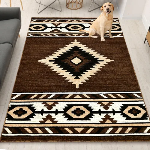 Vista 45 de YHSF South West - alfombra nativa americana del suroeste, fácil de limpiar, gruesa, suave y duradera, alfombra tribal inspirada en indios americanos