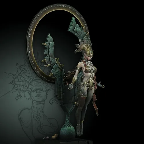 Vista 2 de 1/18 Ancient Fantasy Warrior Stand Resina Figura Modelo Kit Sin Ensamblar Sin Pintar
