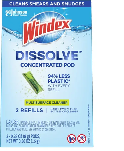 Vista 2 de Windex Disolver cápsulas concentradas, limpiador multisuperficie, 2 cápsulas de repuesto concentradas solubles