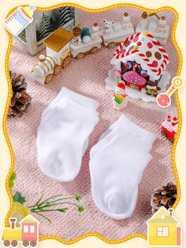 Vista 4 de Jecery 50 Pairs Baby Cotton Socks Bulk Newborn Ankle Unisex Baby Socks Stretch for Toddler Boys Girls
