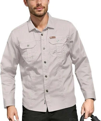 Vista 5 de Camisas de vestir de manga larga con botones y ajuste regular para hombre con bolsillos