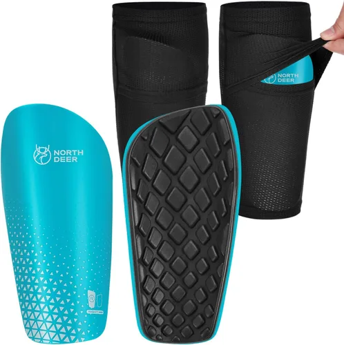 Vista 9 de Northdeer - Espinilleras de fútbol para niños y adultos. Mangas con bolsillo de inserción optimizado - Protección de fútbol para niños, niñas