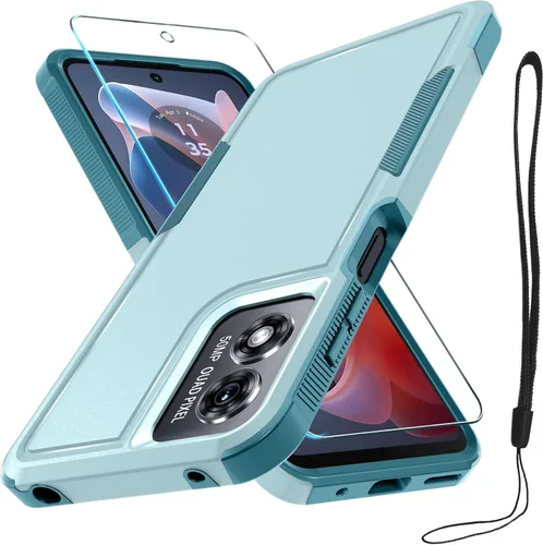 Vista 24 de Funda compatible con Moto G 5G 2024, cuerpo completo, resistente, resistente, a prueba de golpes, con correa de cordón, protector de pantalla