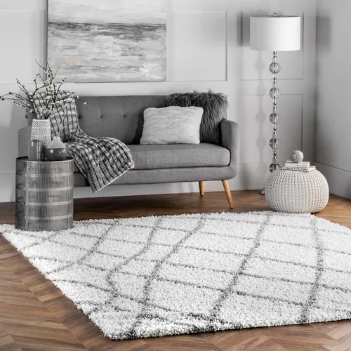 Vista 10 de Alfombra de interior nuLOOM Hunter, Polipropileno, Blanco Marroquí