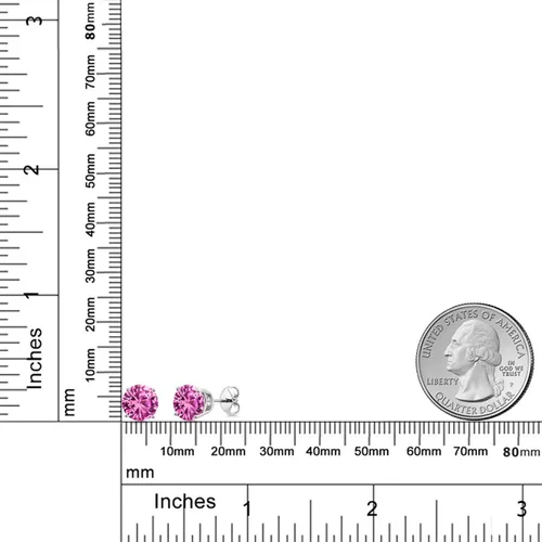 Vista 142 de Gem Stone King Aretes de plata de ley 925 con piedra natal redonda de 0.276 in para mujer