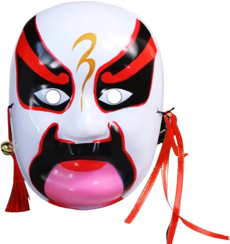 Vista 3 de Máscara de la ópera de Beijing, máscara de cosplay, disfraz de Halloween, accesorios para fiestas