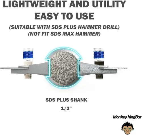 Vista 4 de Monkey King Bar - Sds Plus Bits de 4 pulgadas de ancho - (4 x 10 pulgadas) SDS Plus - Rascador de piso de mango corto con quita Thinset compatible