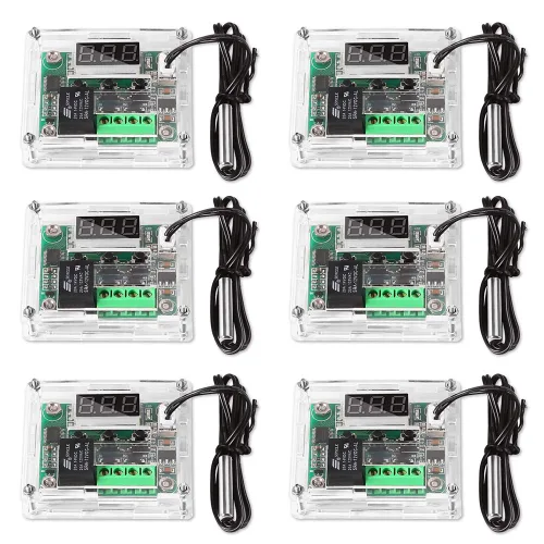 Vista 7 de UMLIFE 2 piezas de módulo controlador de temperatura con estuche, XH W1209 pantalla LED módulo termostato digital con sonda NTC impermeable -50~110℃