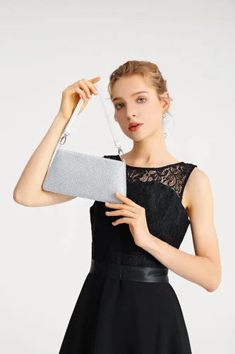 Vista 2 de YUWITA Bolso de noche con diamantes de imitación para mujer